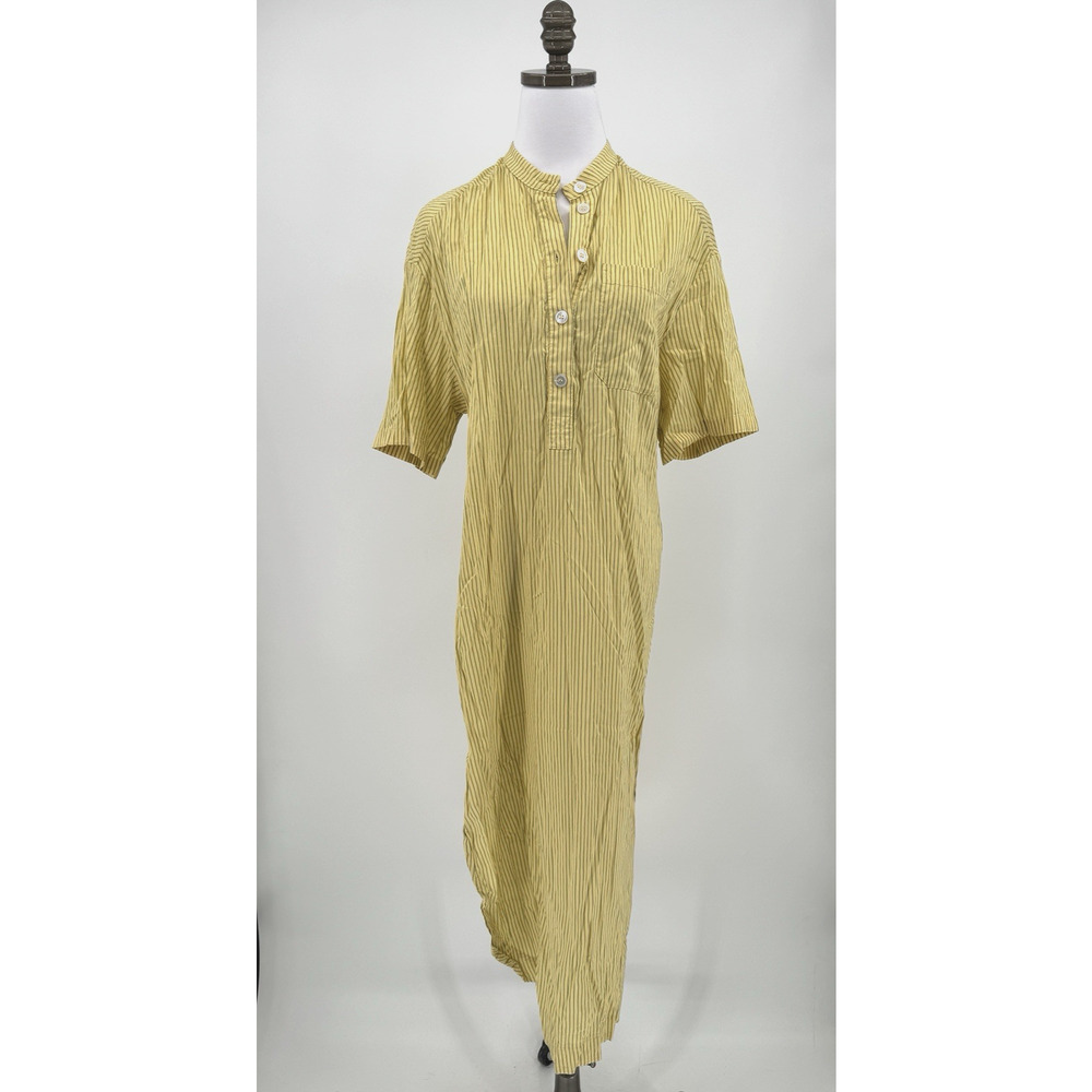 Erika Cavallini Yellow Striped Twist Henley Midi Shirt Dress Abito Donna